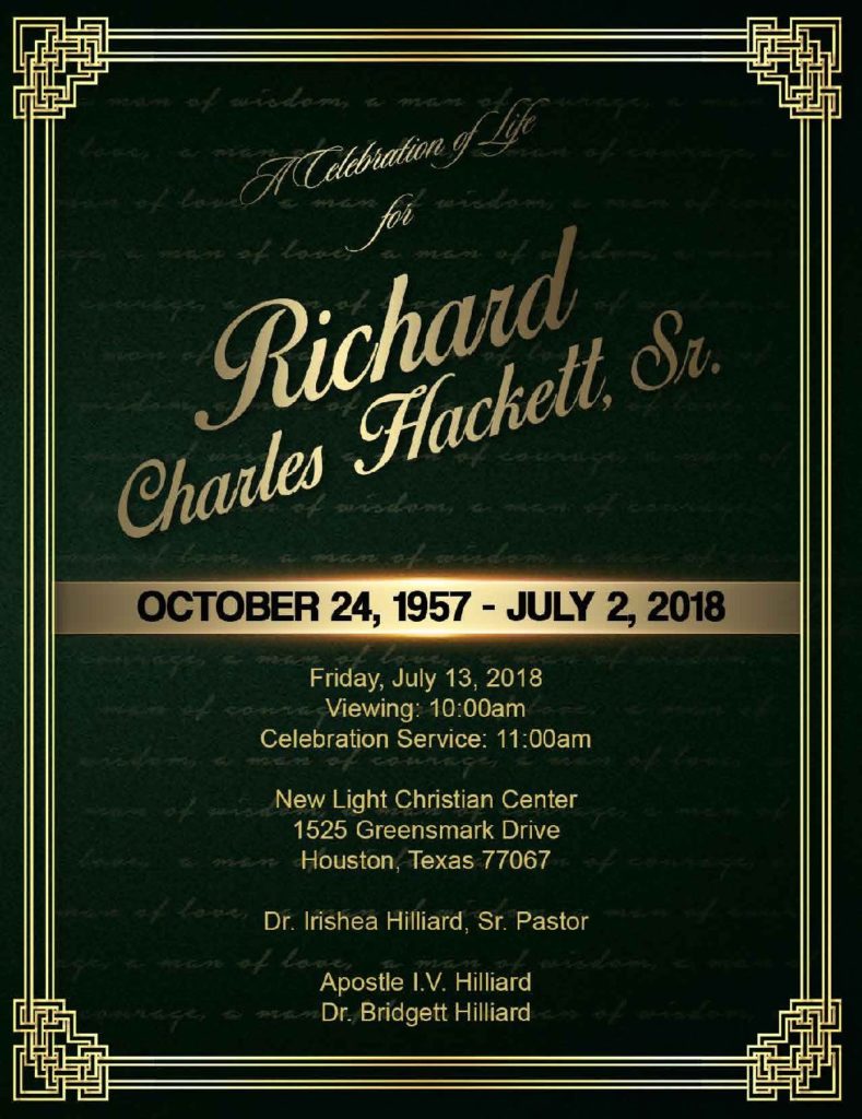 Richard Charles Hackett Sr. 1957-2018