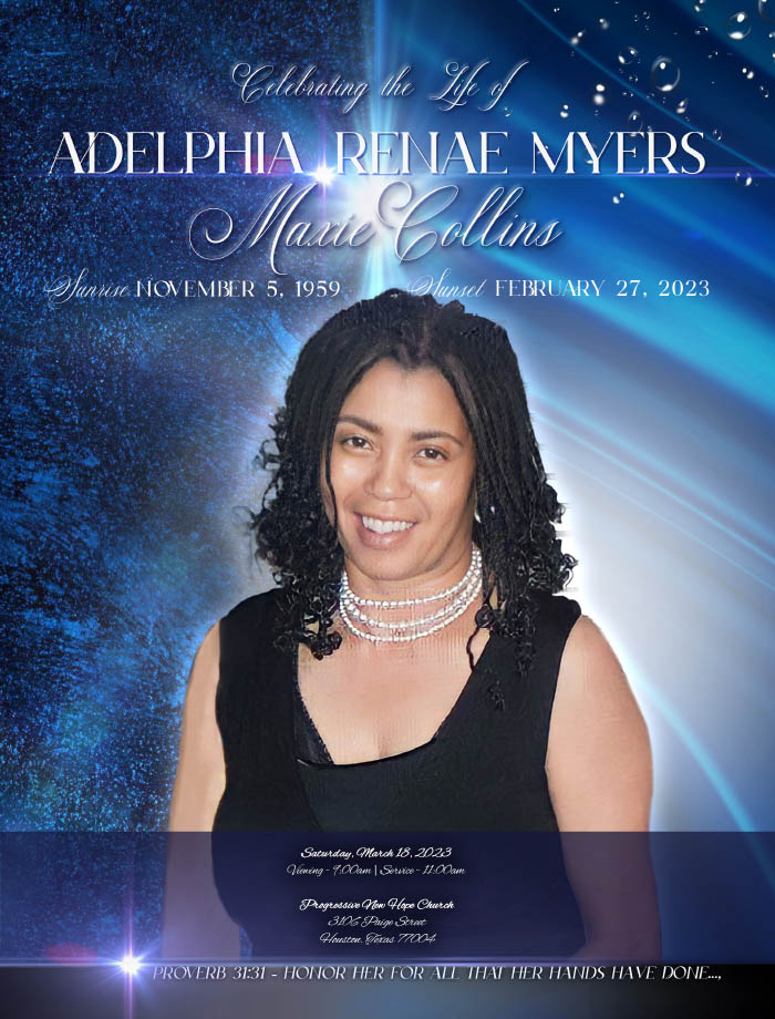 Mrs. Adelphia Renae Myers Maxie Collins 1959 – 2023