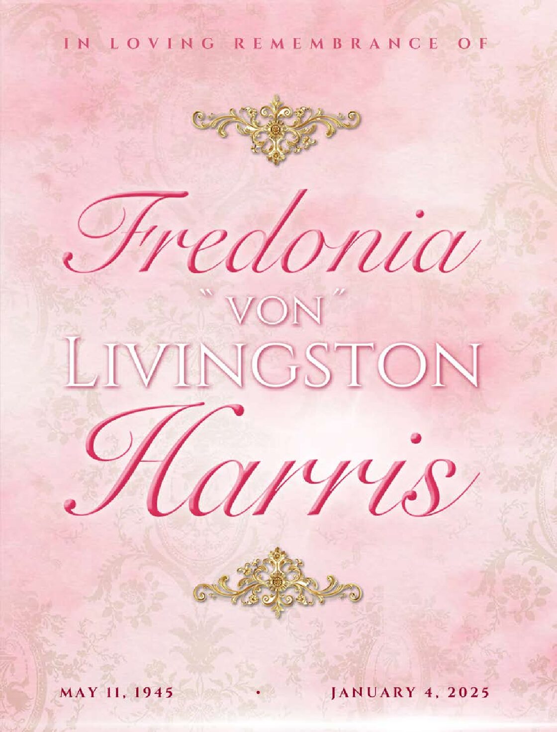 Fredonia Yvonne Livingston Harris 1945 – 2025