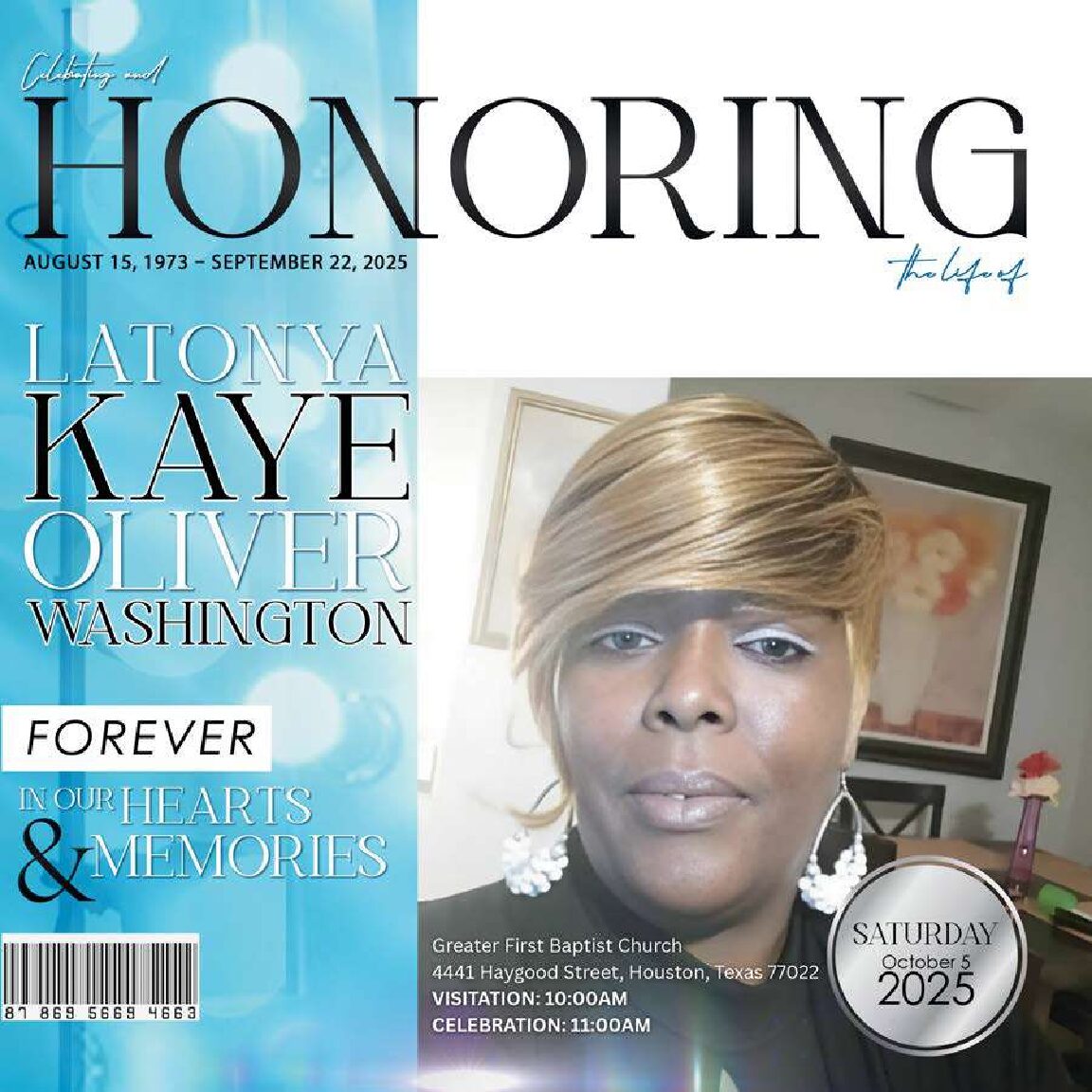 Mrs. LaTonya Kaye Oliver Washington 1973 – 2025