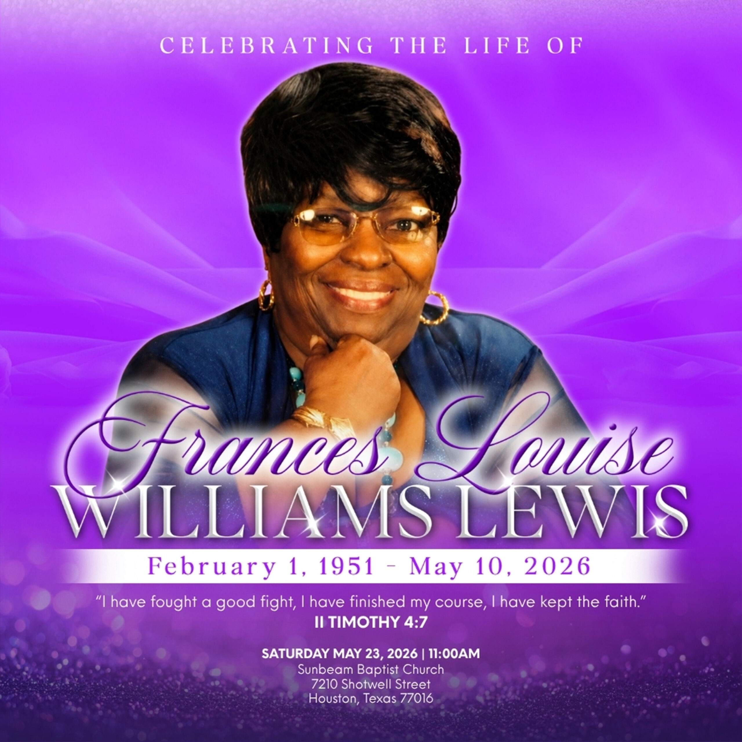 FRANCES LOUISE WILLIAMS LEWIS 1951 – 2026