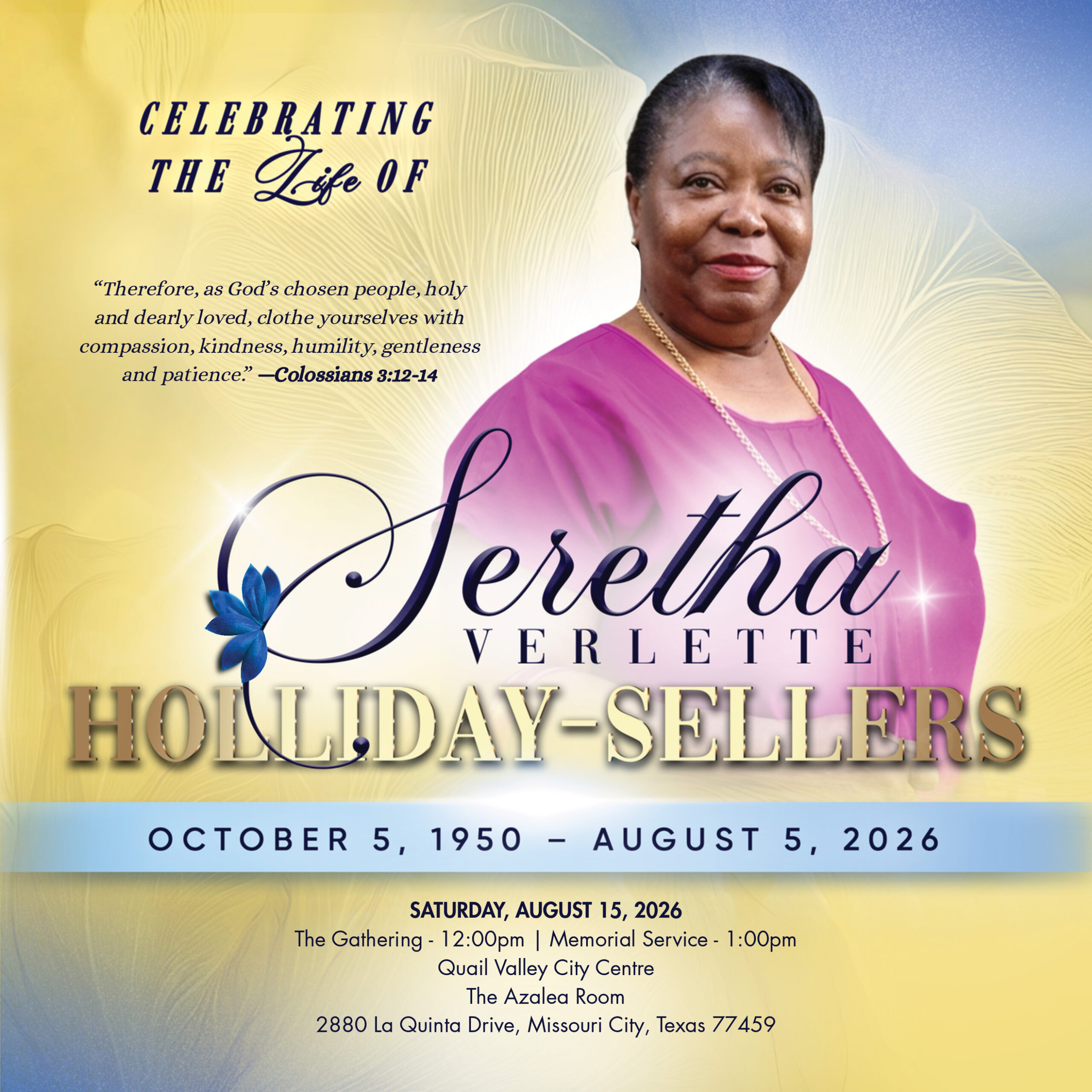 Seretha Verlette Holliday Sellers 1950 – 2026